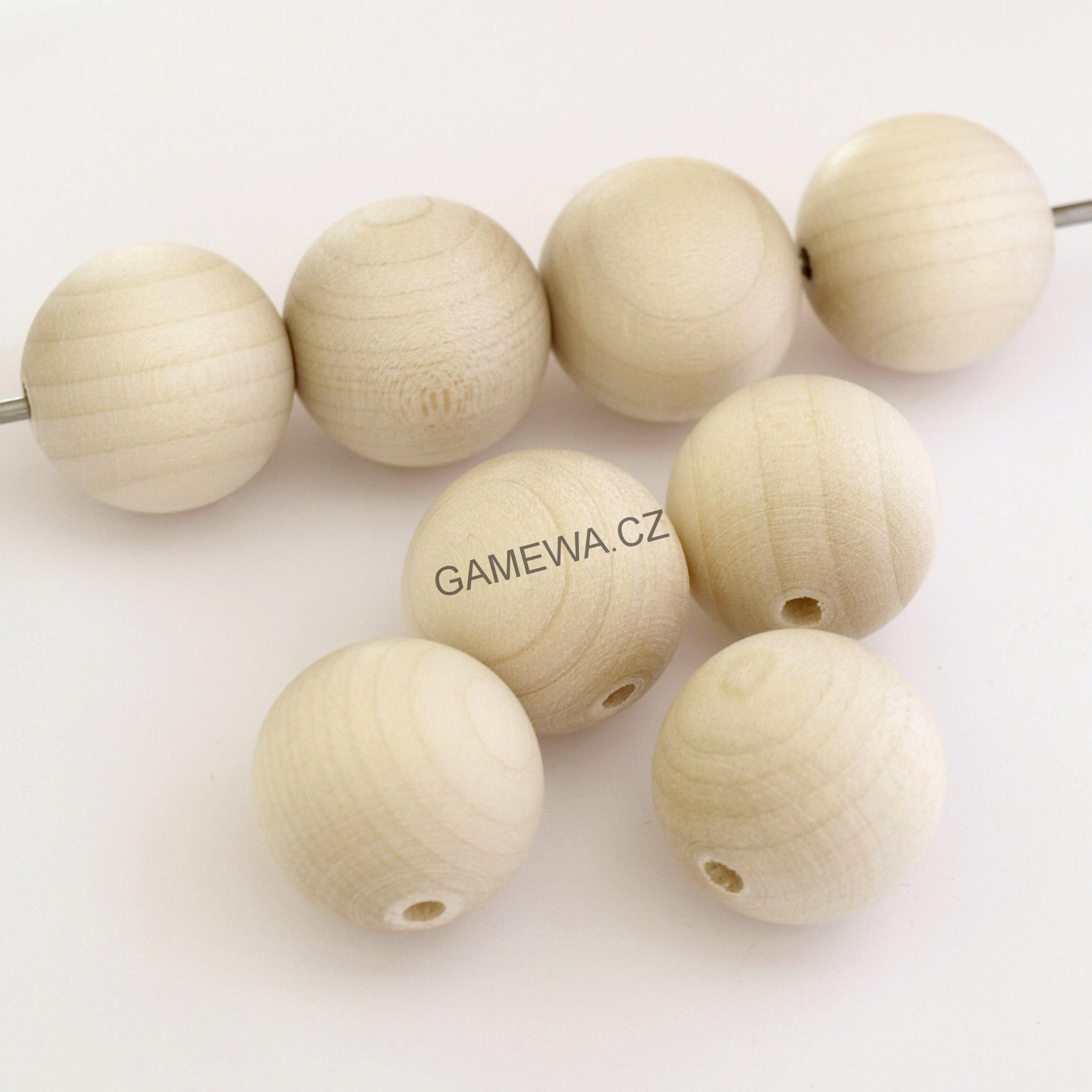 24mm Kulička JAVOR - natural  3ks GAMEWA EXTRA dřevěné korálky
