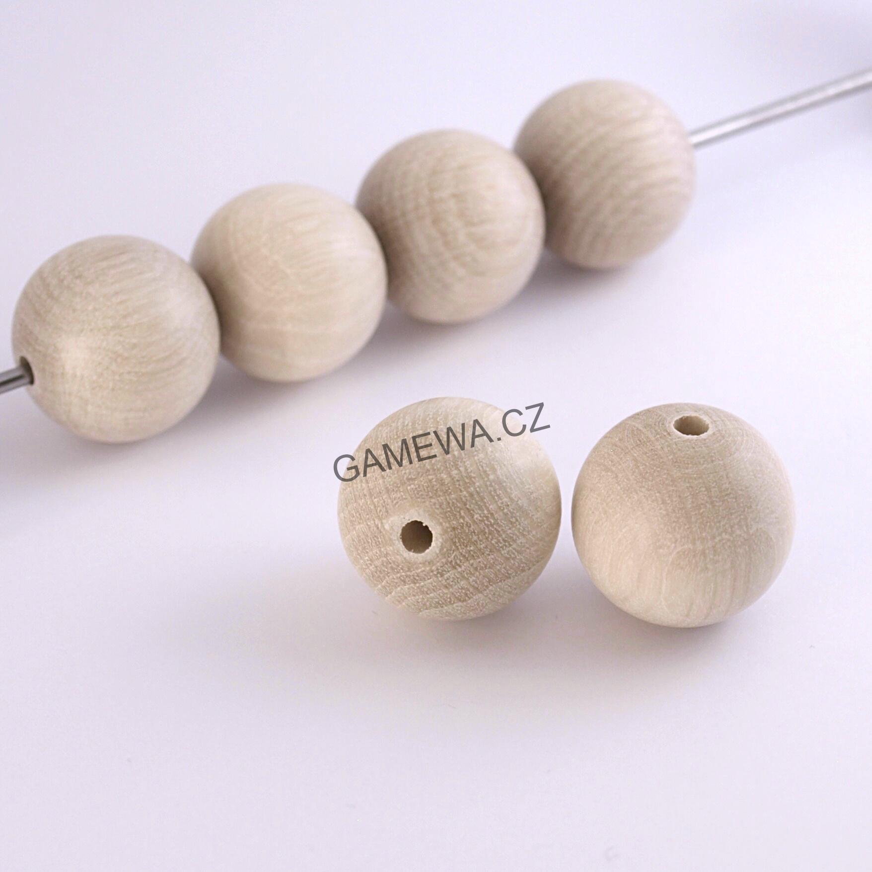 25mm Kulička HABR - natural  3ks GAMEWA dřevěné korálky