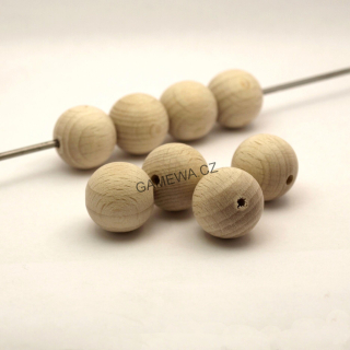 20mm Kulička BUK - natural  5ks VELKOVRTANÉ dřevěné korálky